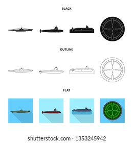 Vector design of war  and ship symbol. Collection of war  and fleet stock vector illustration.