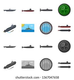 Vector design of war  and ship symbol. Set of war  and fleet stock symbol for web.