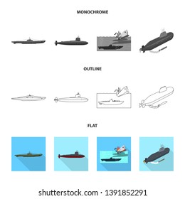 Vector design of war  and ship symbol. Set of war  and fleet vector icon for stock.