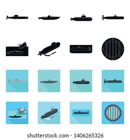 Vector design of war  and ship symbol. Collection of war  and fleet stock symbol for web.