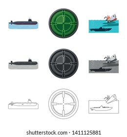 Vector design of war  and ship symbol. Collection of war  and fleet stock symbol for web.