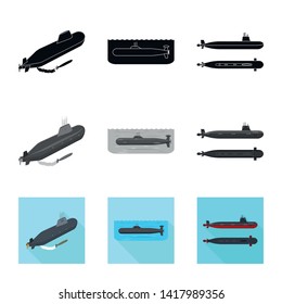 Vector design of war  and ship symbol. Collection of war  and fleet vector icon for stock.