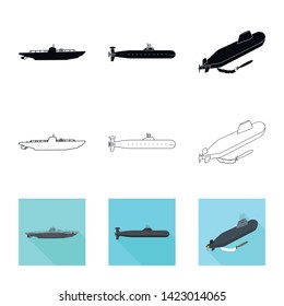 Vector design of war  and ship symbol. Collection of war  and fleet stock vector illustration.