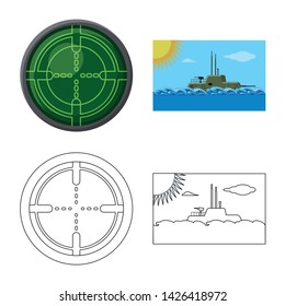 Vector design of war and ship symbol. Collection of war and fleet vector icon for stock.
