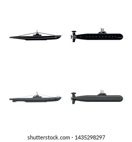 Vector design of war and ship symbol. Set of war and fleet stock vector illustration.