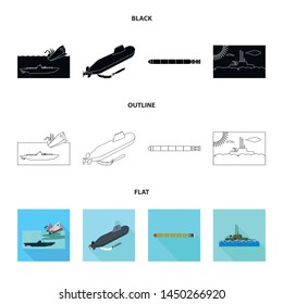 Vector design of war and ship symbol. Collection of war and fleet vector icon for stock.