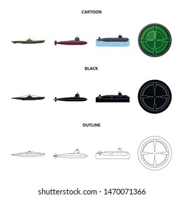 Vector design of war and ship symbol. Set of war and fleet vector icon for stock.