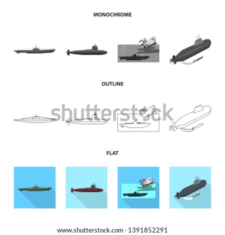 Vector design of war  and ship symbol. Set of war  and fleet vector icon for stock.