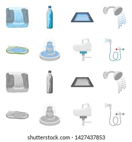 Vector design of water and drop logo. Collection of water and splash vector icon for stock.