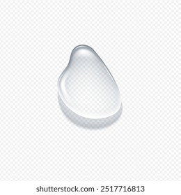 Diseño de Vector de maqueta de gota de agua perfecto para representar el colágeno y los aceites. Este elemento de gota líquida realista se coloca sobre fondo transparente.