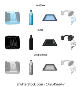 Vector design of water and drop sign. Collection of water and splash stock symbol for web.