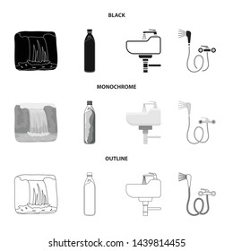 Vector design of water and drop sign. Collection of water and splash stock symbol for web.