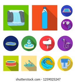 Vector design of water and drop symbol. Set of water and splash vector icon for stock.