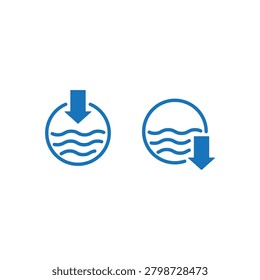 vector design of water inlet and water outlet outline circle icon