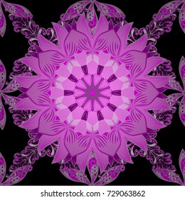 Vector design. Watercolor style. Seamless spring pattern with pink, black and magenta Flowers, pink, black and magenta, little pink, black and magenta flowers.