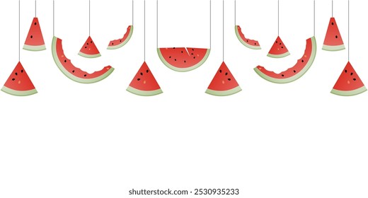 Vector design of watermelon slices hanging