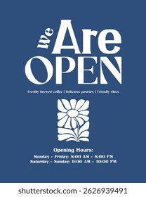 vector design We Are Open, for coffee shop post with a typography focus, ideal for an Instagram feed