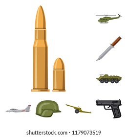 Vector design of weapon and gun icon. Collection of weapon and army stock symbol for web.