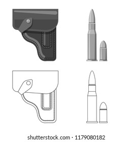 Vector design of weapon and gun icon. Collection of weapon and army vector icon for stock.