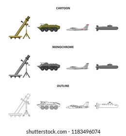 Vector design of weapon and gun icon. Collection of weapon and army stock symbol for web.