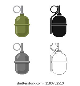Vector design of weapon and gun icon. Collection of weapon and army stock symbol for web.