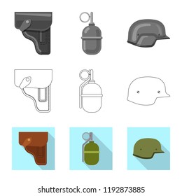 Vector design of weapon and gun icon. Set of weapon and army stock vector illustration.