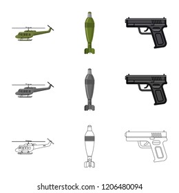 Vector design of weapon and gun icon. Collection of weapon and army stock vector illustration.
