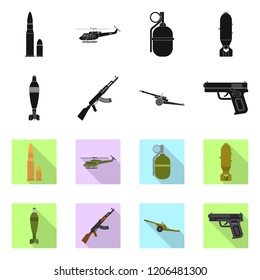 Vector design of weapon and gun icon. Set of weapon and army stock symbol for web.
