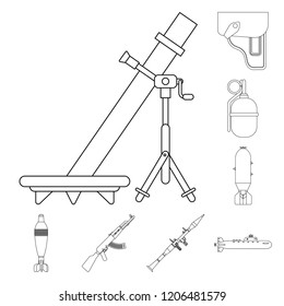 Vector design of weapon and gun icon. Set of weapon and army vector icon for stock.
