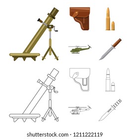 Vector design of weapon and gun icon. Set of weapon and army stock vector illustration.