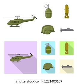 Vector design of weapon and gun icon. Set of weapon and army stock symbol for web.