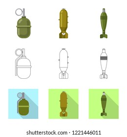 Vector design of weapon and gun icon. Collection of weapon and army stock symbol for web.