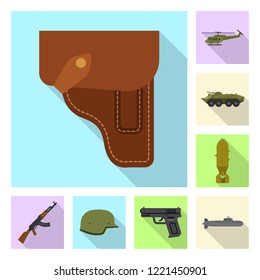 Vector design of weapon and gun icon. Collection of weapon and army vector icon for stock.