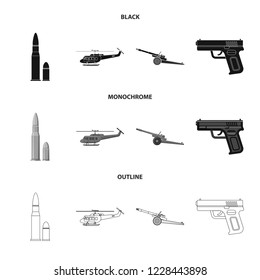 Vector design of weapon and gun icon. Collection of weapon and army vector icon for stock.