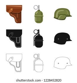 Vector design of weapon and gun icon. Collection of weapon and army stock symbol for web.