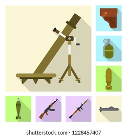 Vector design of weapon and gun icon. Set of weapon and army stock symbol for web.