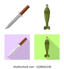 Vector design of weapon and gun icon. Collection of weapon and army stock vector illustration.