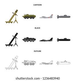 Vector design of weapon and gun icon. Set of weapon and army stock vector illustration.