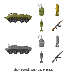 Vector design of weapon and gun icon. Collection of weapon and army stock symbol for web.