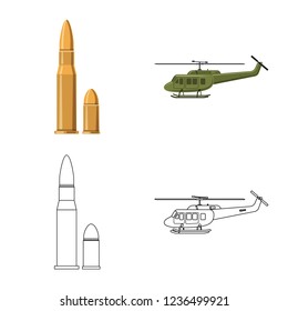 Vector design of weapon and gun icon. Collection of weapon and army vector icon for stock.