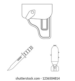 Vector design of weapon and gun icon. Collection of weapon and army stock symbol for web.