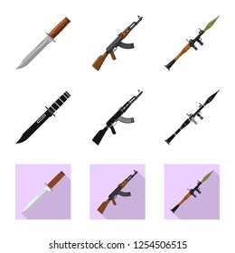 Vector design of weapon and gun icon. Collection of weapon and army vector icon for stock.