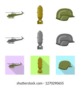 Vector design of weapon and gun icon. Collection of weapon and army stock symbol for web.