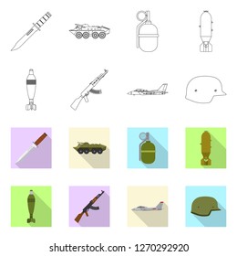 Vector design of weapon and gun icon. Set of weapon and army stock vector illustration.