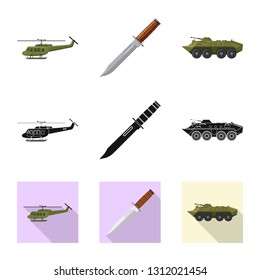 Vector design of weapon and gun icon. Collection of weapon and army stock vector illustration.