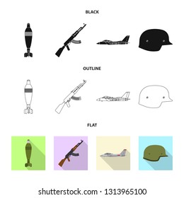Vector design of weapon and gun icon. Set of weapon and army stock vector illustration.