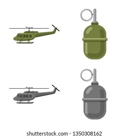 Vector design of weapon and gun icon. Set of weapon and army stock symbol for web.
