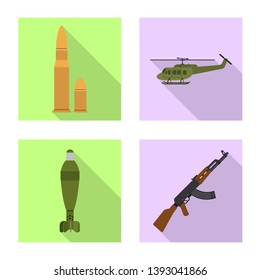 Vector design of weapon and gun icon. Set of weapon and army stock symbol for web.