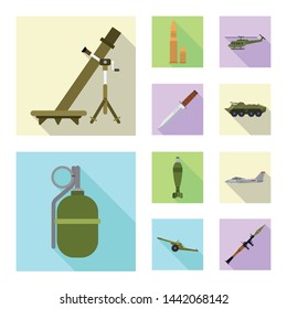 Vector design of weapon and gun icon. Set of weapon and army stock vector illustration.