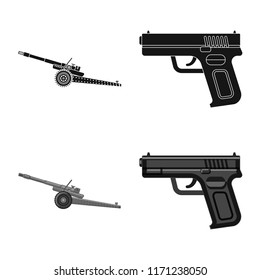 Vector design of weapon and gun logo. Set of weapon and army stock vector illustration.